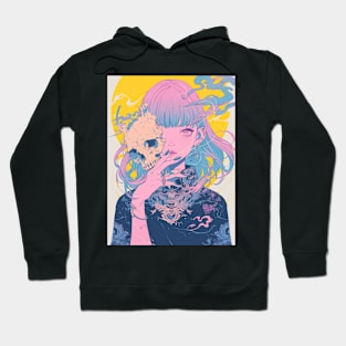 Beautiful anime girl holding a skull Hoodie